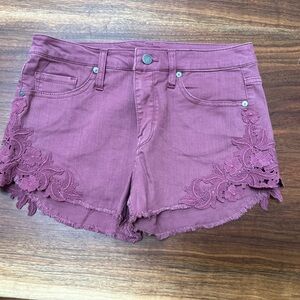 Mossimo Supply Co. Mauve Jean Shorts with Lace Trim